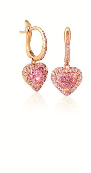 AURA心型粉钻耳环