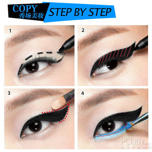 蓝黑撞色猫眼 Step By Step