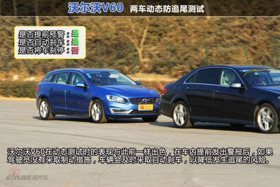 沃尔沃V60 两车动态防追尾测试