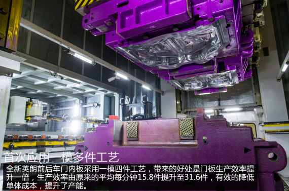 前后车门内板采用一模四件工艺