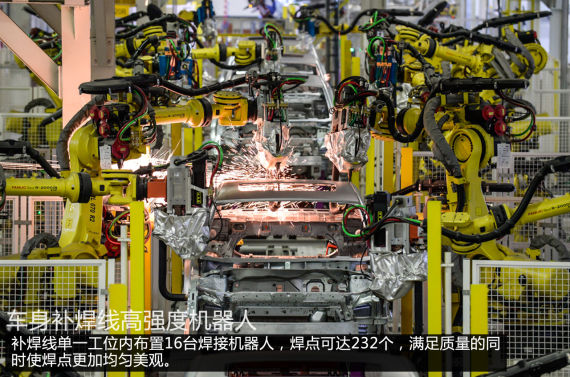 车身补焊线高强度机器人工位