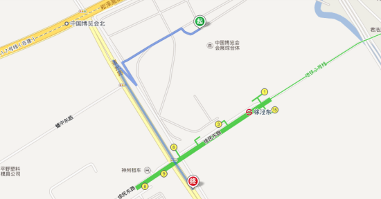 自车展地址前往2号线步行路线