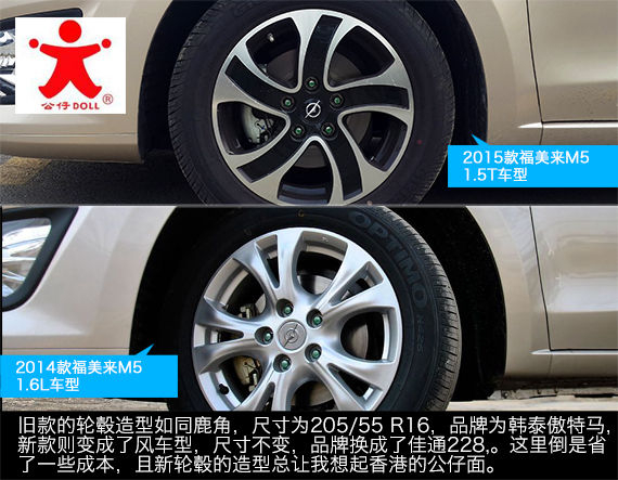 第四代福美来与现款福美来M5轮毂造型对比