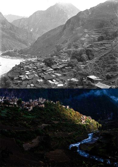 上图：丹巴 1908.07.01 下图：丹巴牦牛沟东谷村(蔡彤摄)