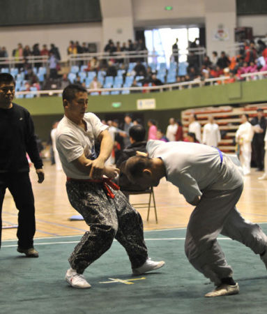 北京武术协会太极养生研究会副会长李燕豫在刚刚结束的‘2010年北京市“燕跟来杯”武术太极拳比赛中获得推手75kg级第一名