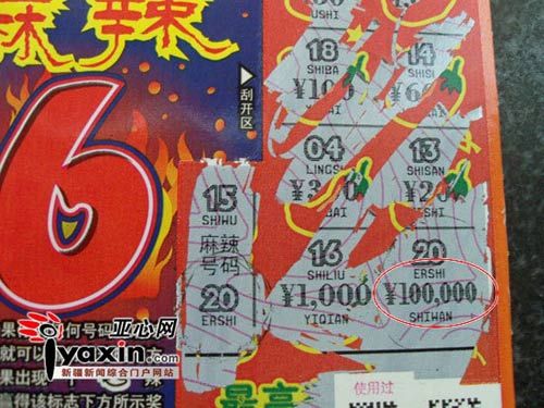 把10万看成100元的中奖票
