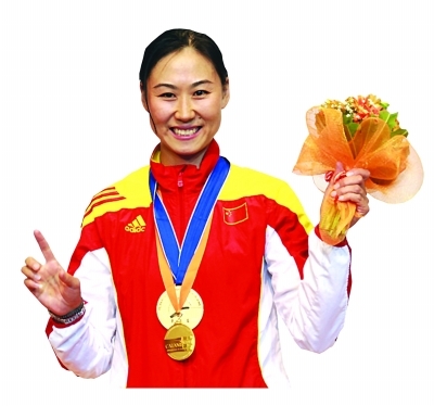  李娜在领奖台上。