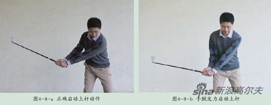 手腕用力启动上杆