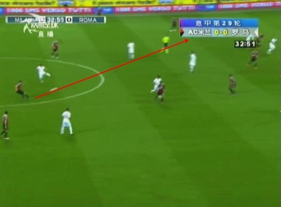 图22 博内拉中场斜传左路的蒙塔里