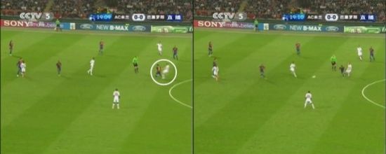 图7 安布罗西尼背后抢断哈维，图8 西多夫得到球