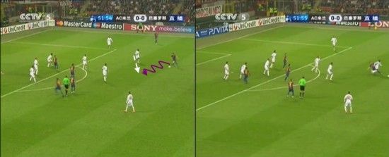 图13 梅西向内线斜线带球，图14 西多夫上抢成功