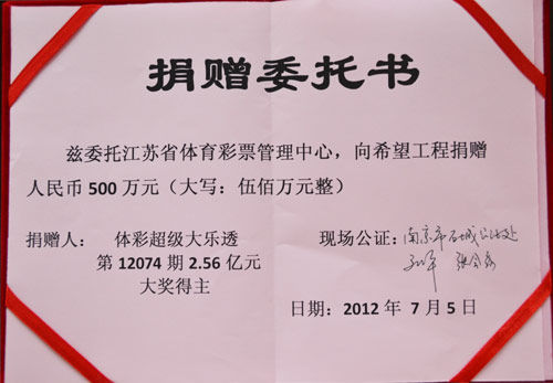 2.56亿得主捐赠委托书