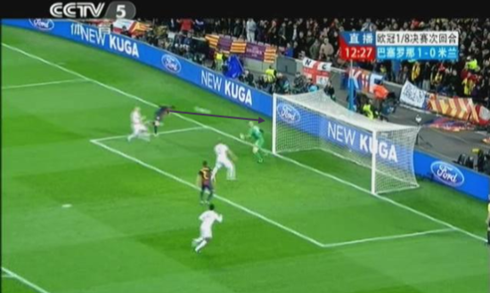 图10 梅西头球补射顶偏