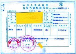 2172万元所得税的税单