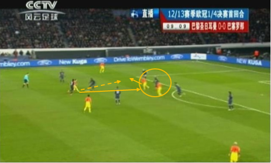 图5 梅西与伊涅斯塔做撞墙配合