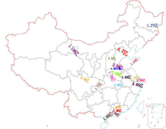 20个亿元巨奖地域分布图