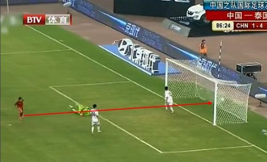 图16，泰国队补射破门