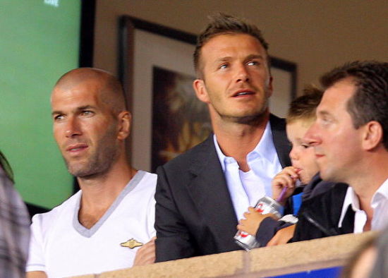 2009年小贝和齐达内在洛杉矶看球