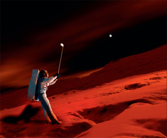 科学家用电脑虚拟的 “火星高尔夫”效果图。