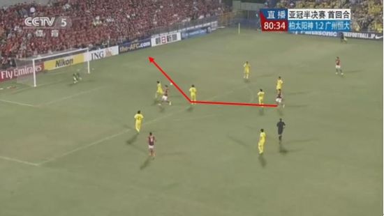 图14 孔卡射门被挡出底线 