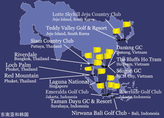 太平洋联盟球场地图(东南亚和韩国)