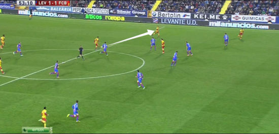 图片一：第54分钟梅西过顶传球