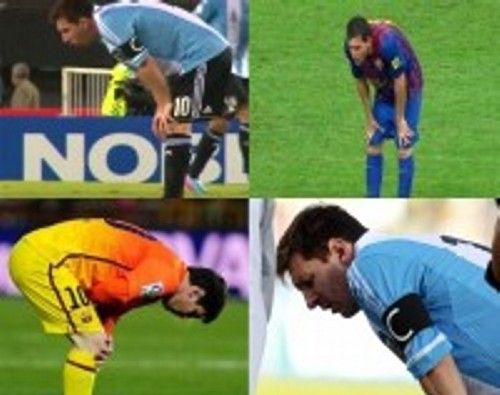 梅西多次在球场上出现呕吐现象