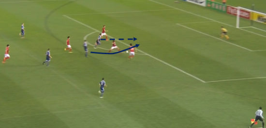 图2 墨尔本胜利中路直塞破门