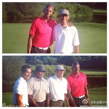 阿伦与奥巴马切磋高尔夫