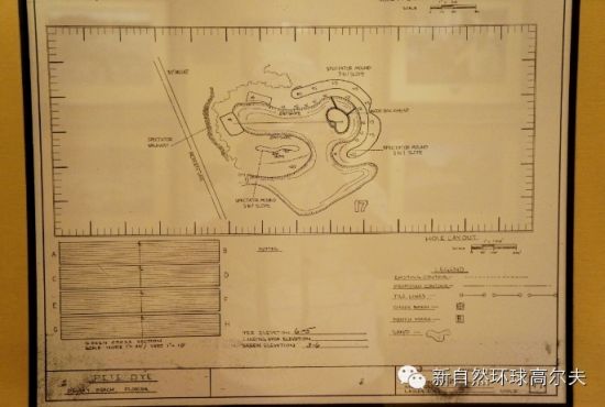 TPC Sawgrass 会所内悬挂的设计师#17球洞手绘图