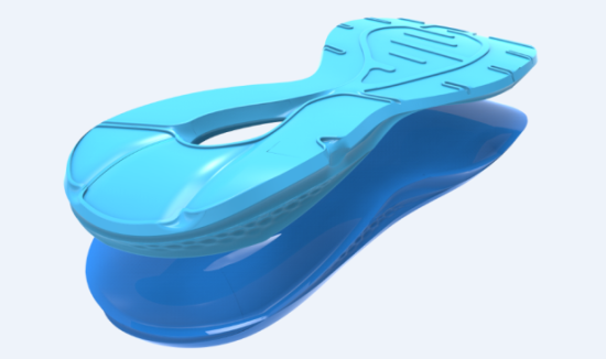 李宁云二代跑鞋双密中底剖面图。