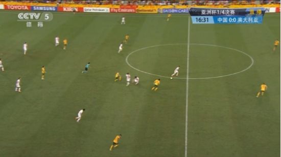 图19 中国队中场断球后武磊得球