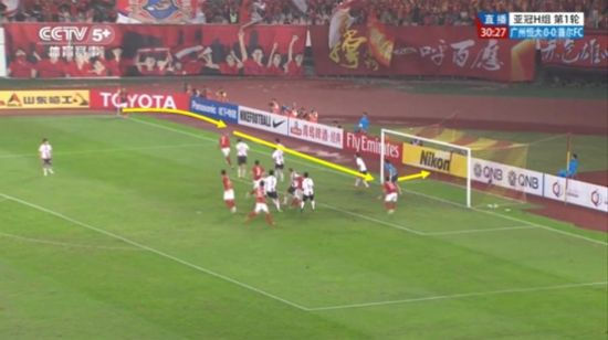 图16 阿兰前点摆渡，高拉特后点破门