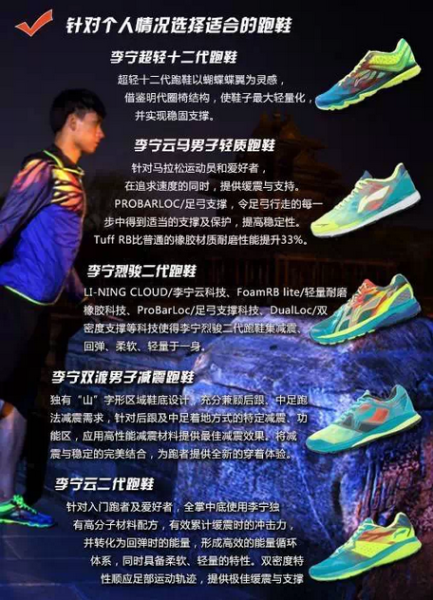 李宁各系列跑鞋。