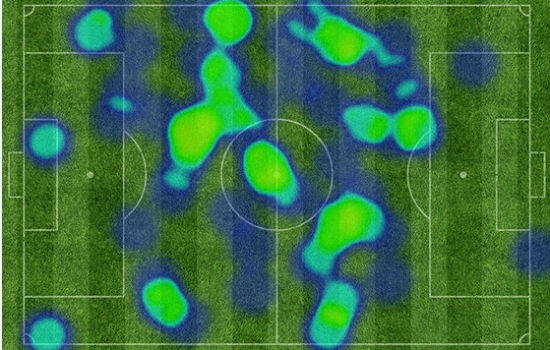 比达尔本场比赛的活动热区图