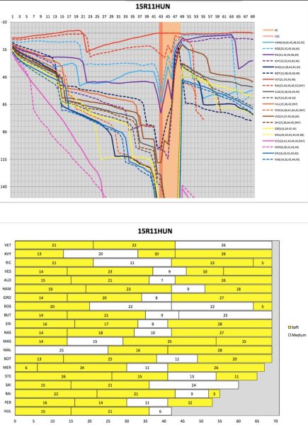 F1匈牙利站排名变化表与轮胎策略表