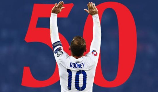 鲁尼已经为英格兰打进50球