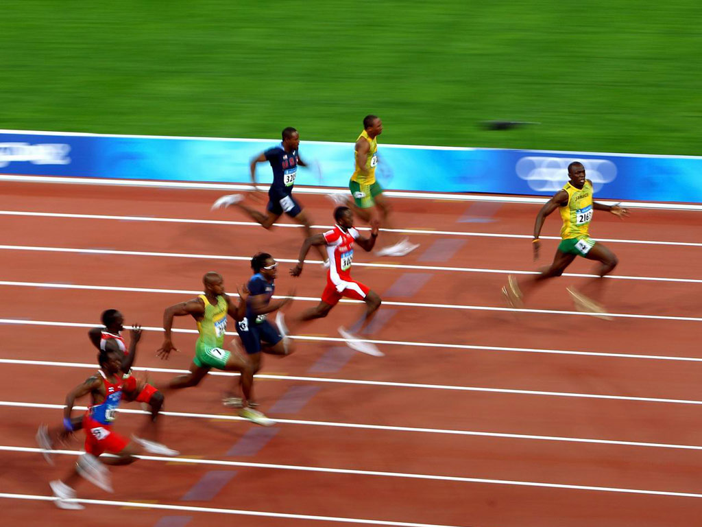 博尔特三破纪录摘三金成世界第一飞人_高清图集_新浪网