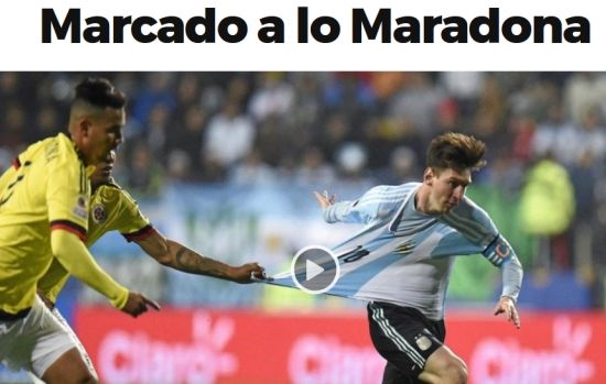 像防马拉多纳一样防梅西