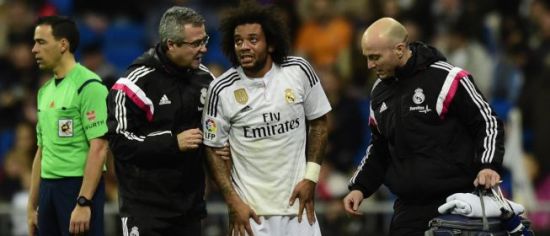 马塞洛本场出现伤情不得不离场