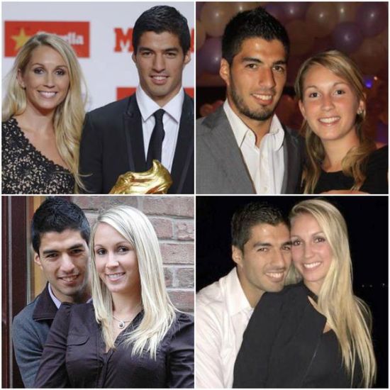 苏亚雷斯跟自己的妻子索菲亚