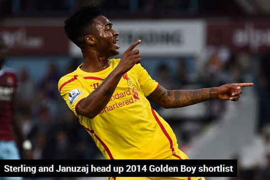 斯特林领衔金童奖候选名单