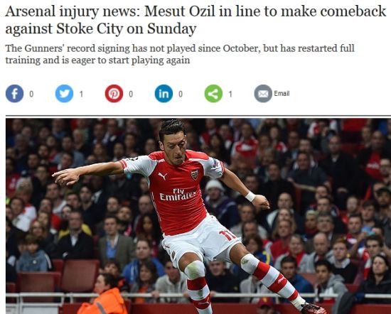 厄齐尔即将复出