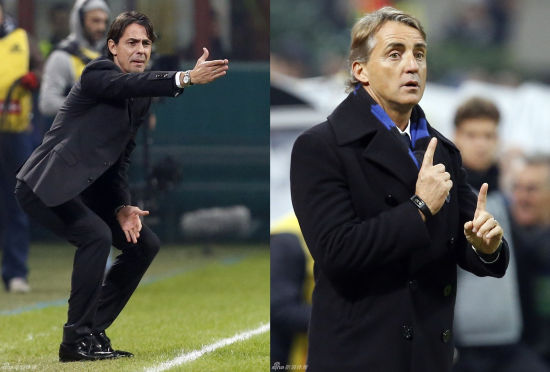 指挥比赛的因扎吉和曼奇尼