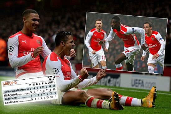 阿森纳仍有拿到小组第一的希望