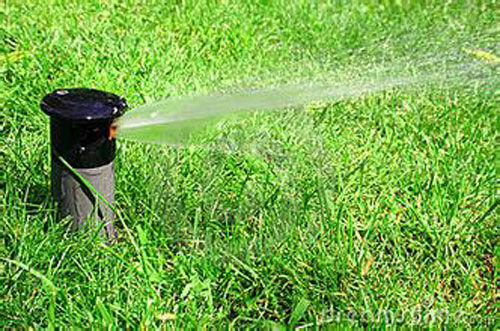 给草坪喷水