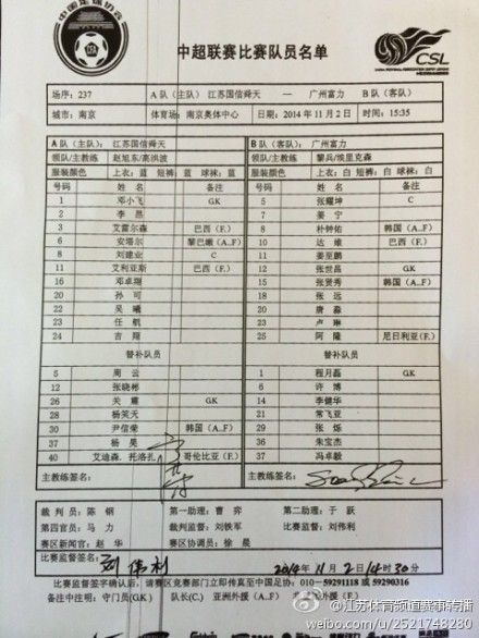 舜天VS富力首发