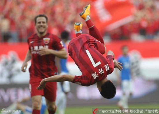武磊空翻庆祝2015中超首粒进球