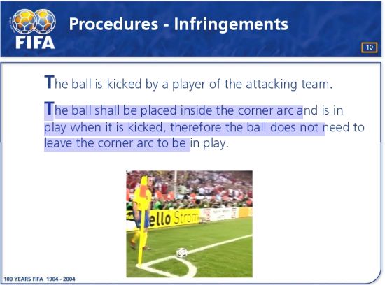 国际足联对于角球主罚的规定