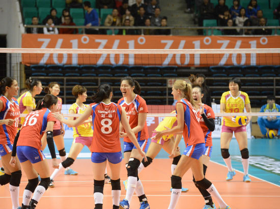 福建阳光城女排庆祝